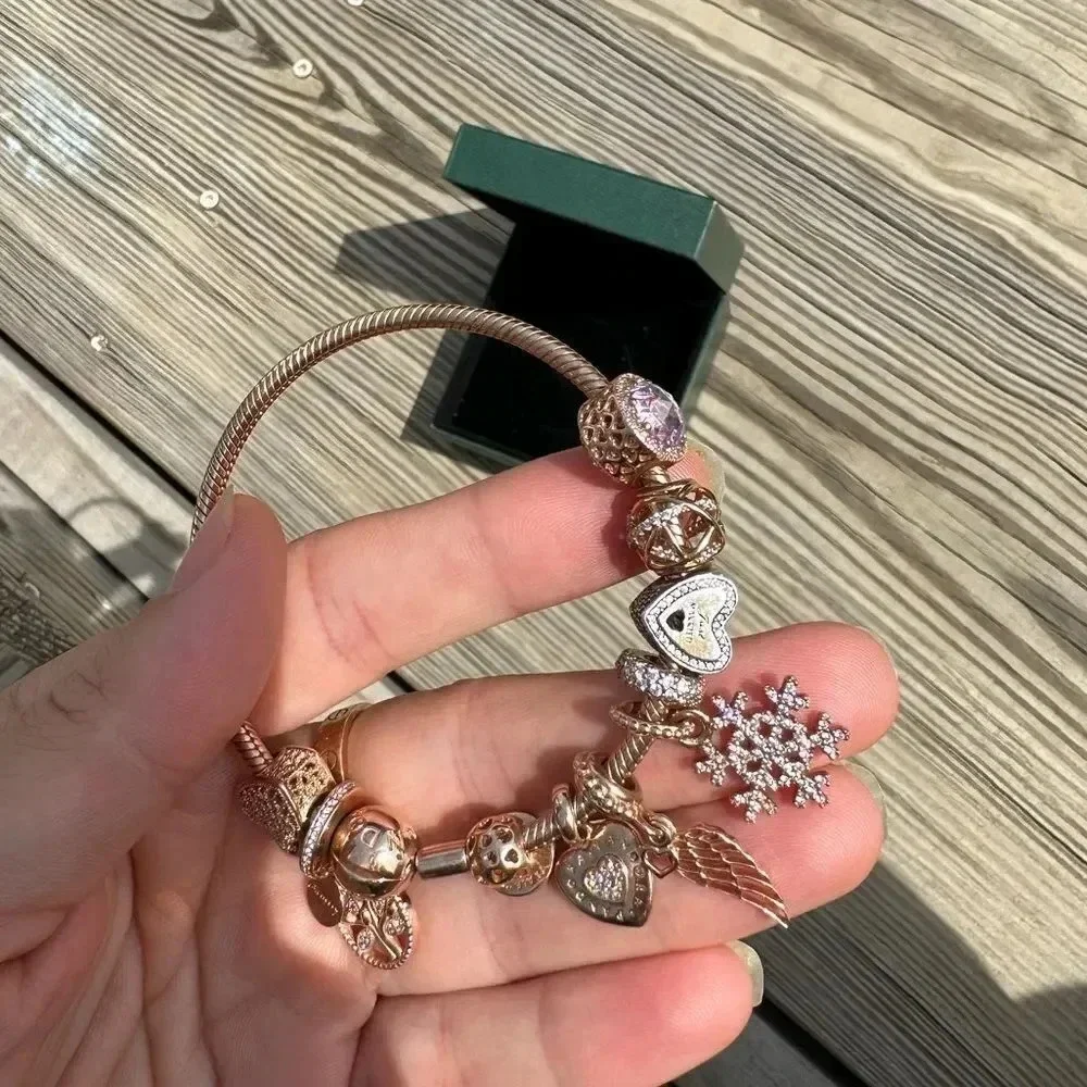 Pandora Limited edition Rose Gold bracelet set 10 charms,Very Rare to find